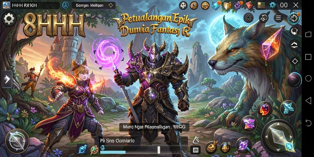 Tampilan gameplay mendebarkan dari 8HHH dengan aksi RPG yang epik.