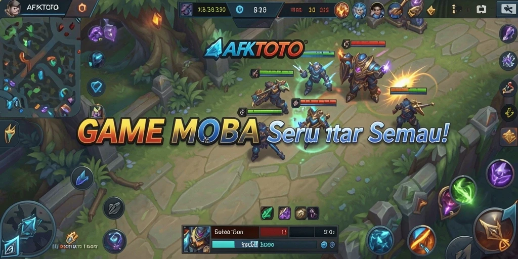Tampilan gameplay AFKTOTO dengan aksi MOBA yang mendebarkan.