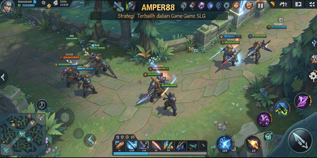 Screenshot utama AMPER88 menampilkan aksi pertempuran strategi yang seru.