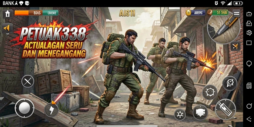 Screenshot utama BANK338 menampilkan gameplay aksi yang memukau.