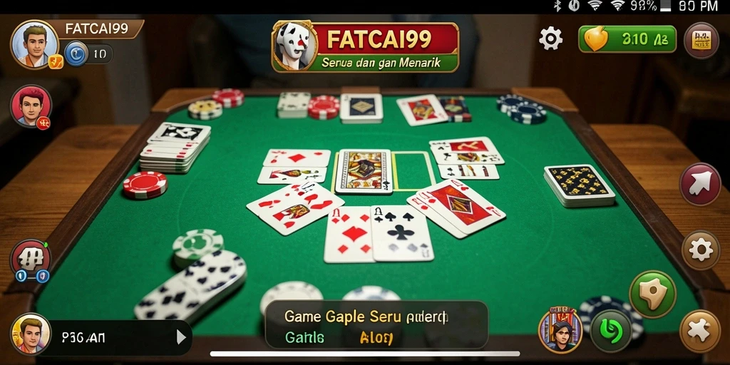 Screenshot gameplay FATCAI99 menampilkan aksi seru permainan Gaple.