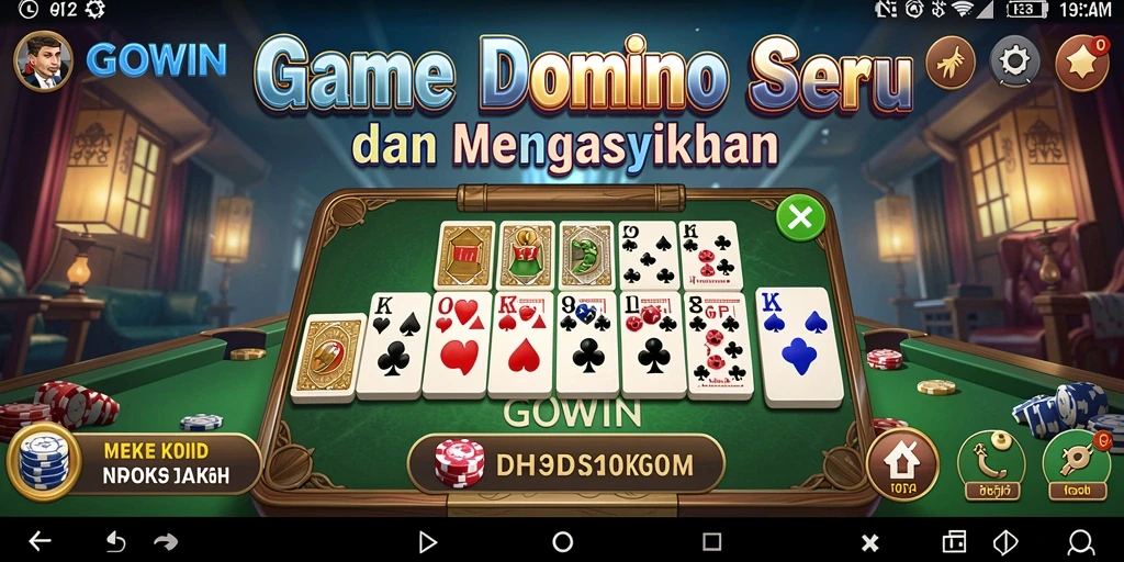 Tampilan gameplay seru dalam permainan Domino GOWIN.
