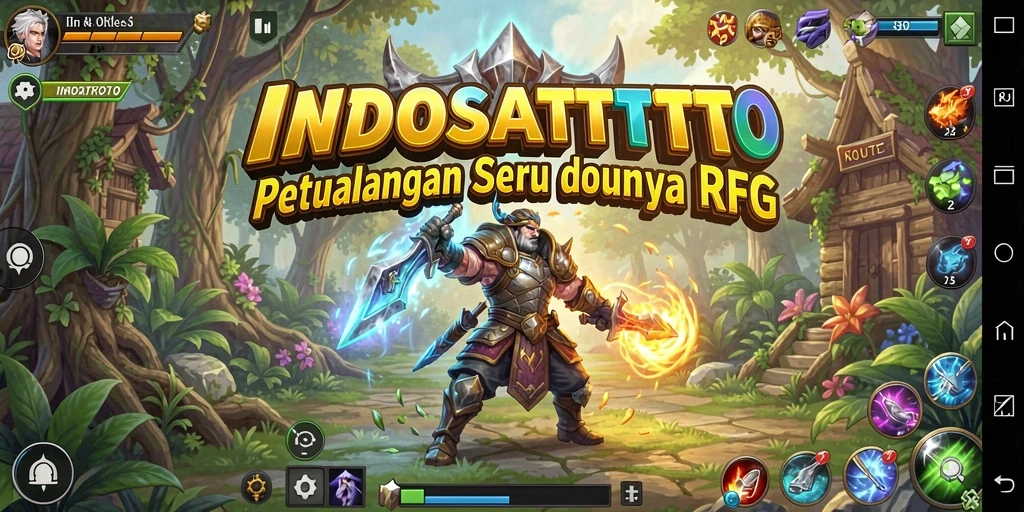 Screenshot gameplay INDOSATTOTO menampilkan pertarungan epik dan karakter beragam.