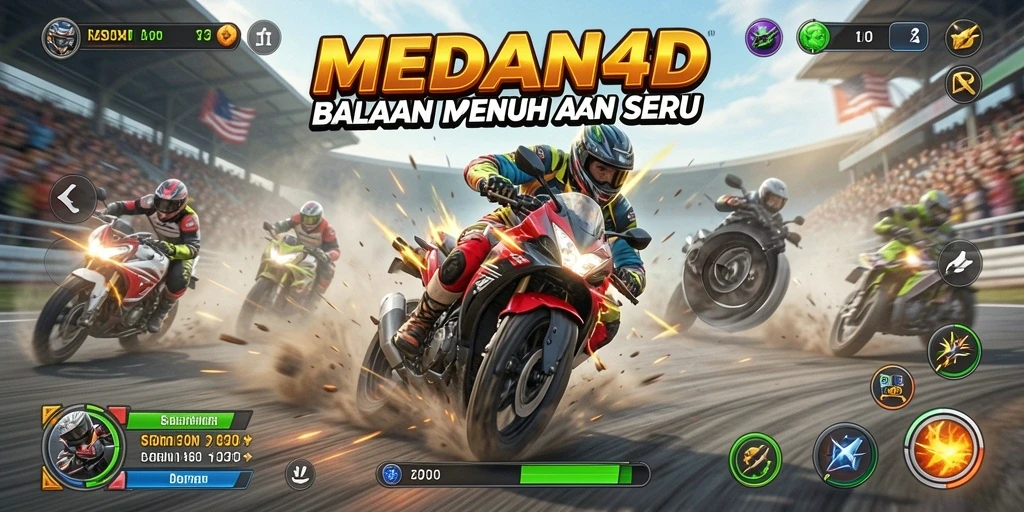 Gameplay balapan motor yang seru dan menegangkan.