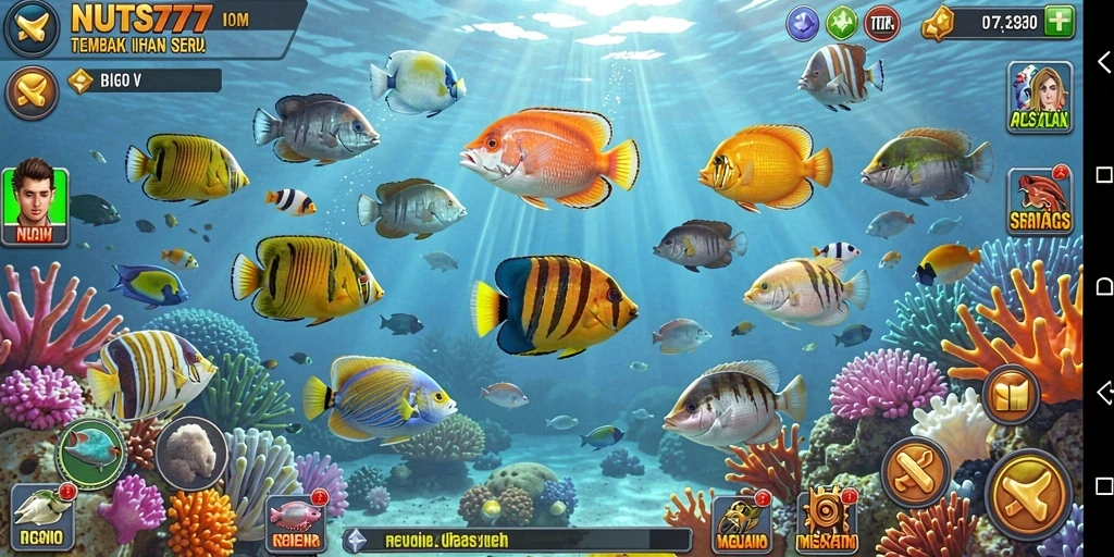 Tampilan gameplay NUTS777 yang penuh warna dan mendebarkan.