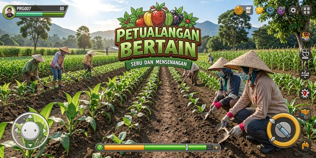 Tampilan gameplay bertani yang menarik dan interaktif.